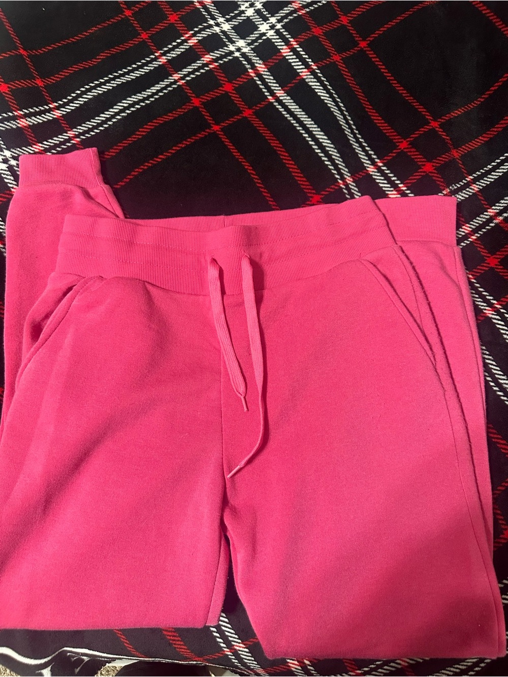 Girls' Hot Pink Fleece Joggers with Drawstring Waist